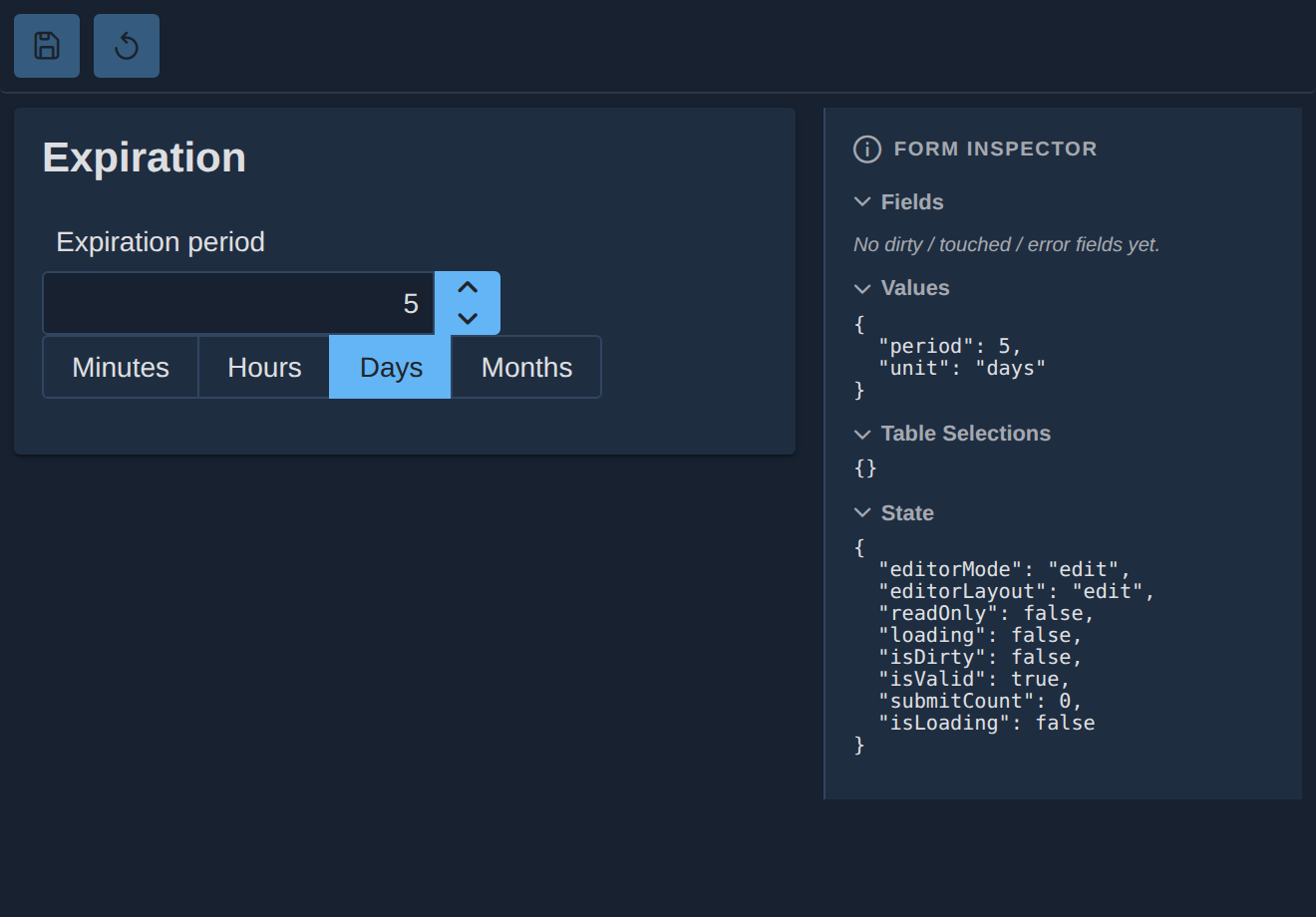 A custom widget: a period and a unit rendered as one row in a form