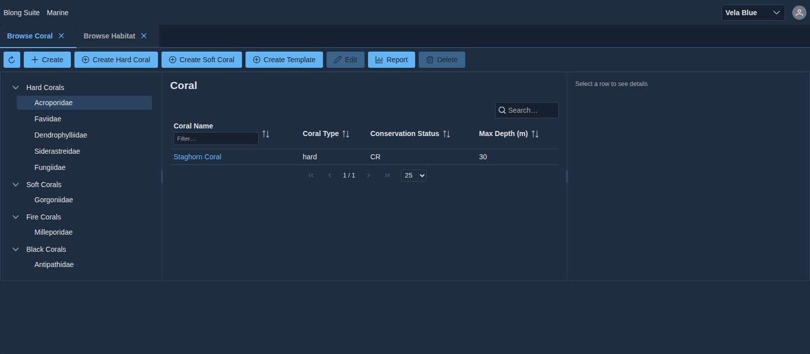 The portal shell a test drives: menu, browse page and detail pane